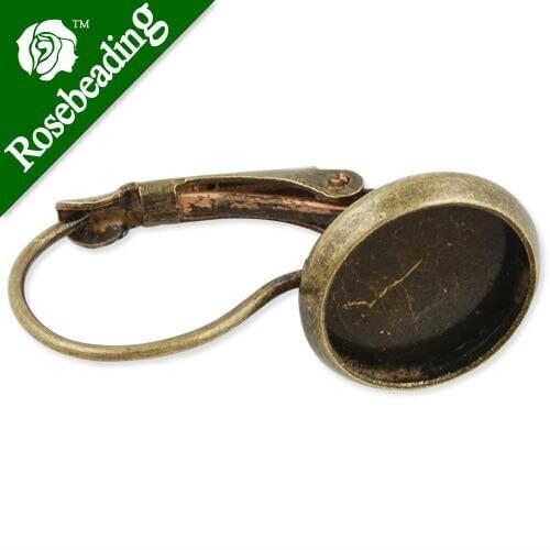 Antique Bronze French Lever Back Earrings Blank/Base,fit 10MM glass cabochons,buttons
