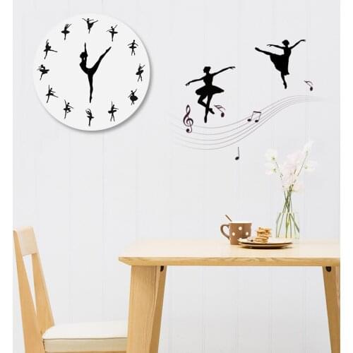 Ballet actress acrylic diy wall clocks modern home decor living room still life wall clock sticker quartz needle watch