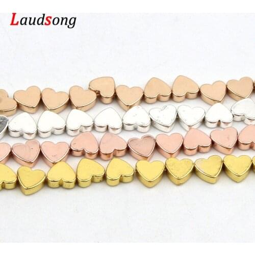 Natural Stone Beads Love Heart Rose Gold Loose Spacer Hematite Beads For Jewelry Making Necklace Bracelet 5x6mm Diy