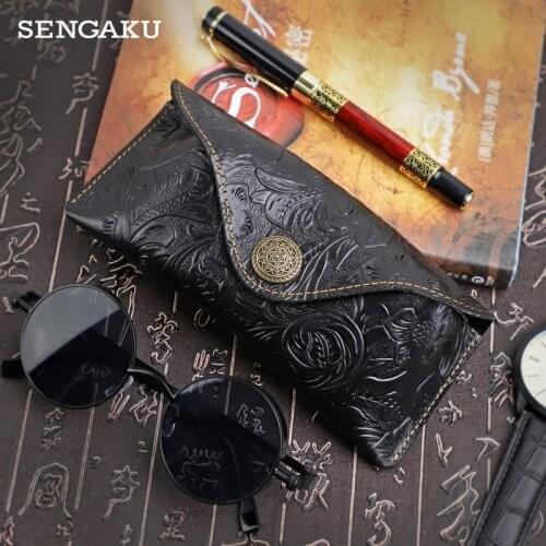 Handmade Genuine Leather Eyewear Cases Cover for Sunglasses Womens Eyeglasses Bag Female Men Reading Glasses Box