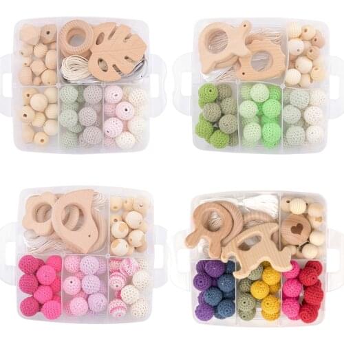 Lets Make Crochet Beads Wooden Teether DIY Combination Felt Ball Baby Teether Toys Pacifier Clip Baby Rattle Wood Toys