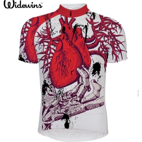 Heart High quality Men Short Sleeve Cycling Jerseys Summer Breathable Sports Clothing Bike Shirt with White Stripes 5421