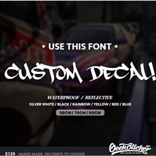 Geeksticker Customized Personalized Graffiti Font Decal Waterproof Reflective Name Text Decal Window Door Body Car Stickers