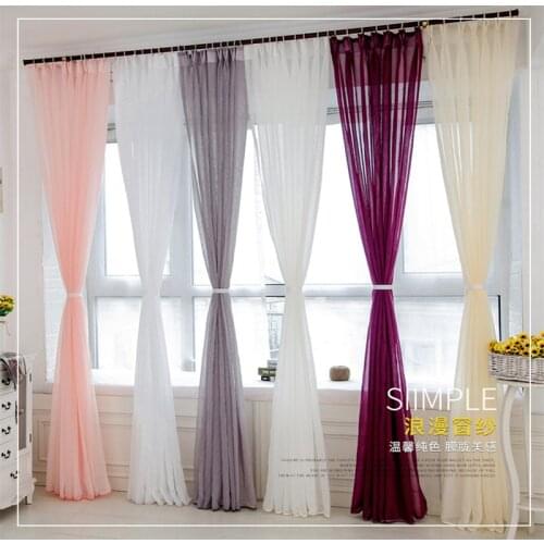 Multi-color Pure Color French Window Tulle Curtains for Living Room Kitchen Bedroom
