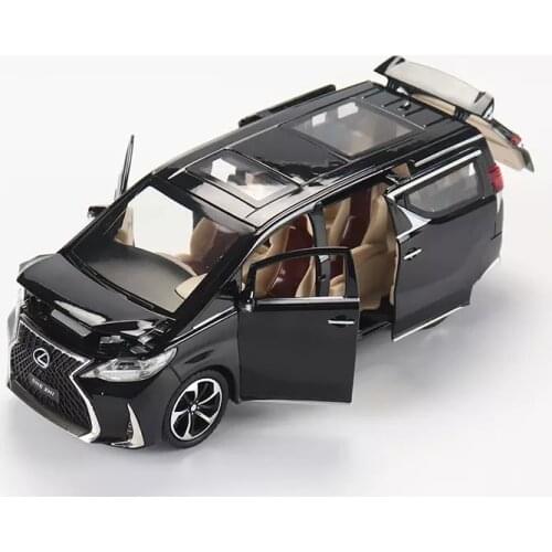 1:24 simulation Lexus lm300h childrens toy MPV alloy car model decoration boys birthday Christmas New Year gift Black Car