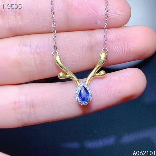 KJJEAXCMY fine Jewelry 925 Sterling Silver Natural sapphire Girl new vintage Pendant Necklace chain Support Test Chinese style