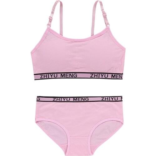 Girls Bra Set Adjustable Cotton Student Underwear No Steel Ring Sling Straps Children Sports Bras Tops For 12 Years Old Girls