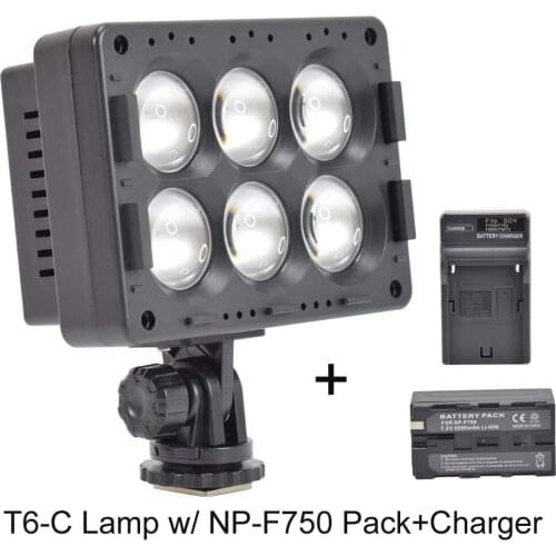 T6-C Video Photo Studio LED Video Light 3200K/5600K Dimmable Camera Camcorder Panel Lamp 1300lm w/ 5200mAh Battery & Charger Set