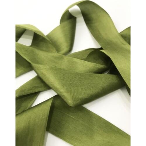 32mm GREEN color 100% pure silk silk ribbons for embroidery and handcraft project,gift packing