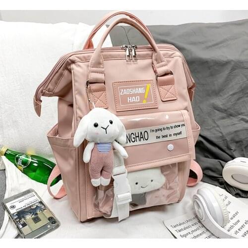 Sweet Ladies Japanese ITA Backpack Double Waterproof Kawaii Women Pink Schoolbag for Teen Girls Shoulder Backpacks Cute Bagpack