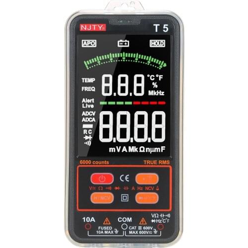 NJTY T5 Multimeter Digital Universal Tester 6000 Counts True RMS 3.8 Inch Large LCD Display Multi-Tester With Dual Flashlight