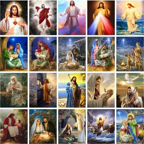 AZQSD Drawing By Numbers Religious HandPainted 40x50cm Framed Painting By Numbers Jesus Icon Religion Home Decor Wall Art