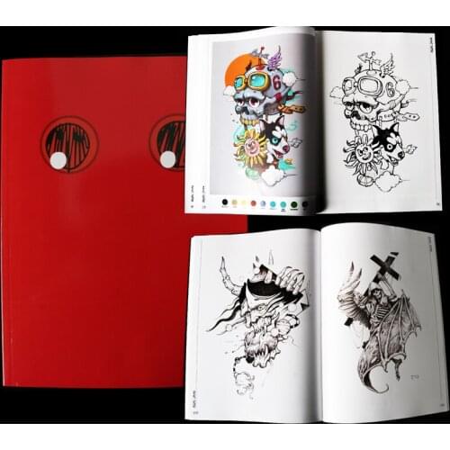 Newest Tattoo Book Eight Knowledge Skull Tattoo Manuscript Linear Print Ghost Cartoon Pop Figure Social Monkey Animal 111Pages