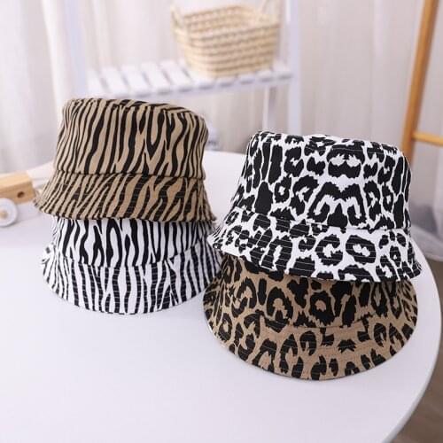 1PCs Toddler Summer Bucket Hat Cute Leopard Animal Pattern Short Brim UV Protection Fisherman Hat For 2-6Years Baby Girls Boys