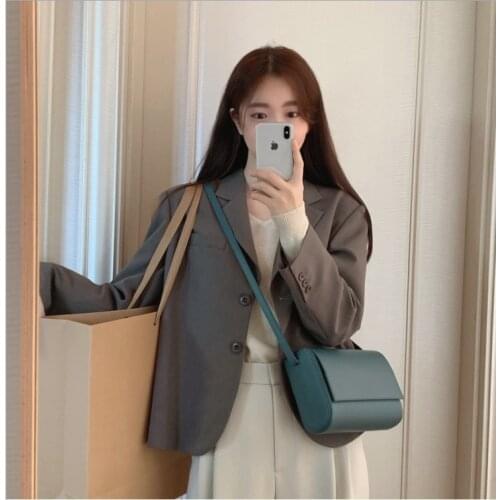 Blazer Spring Womens New Single-Breasted Suit Jacket Self-Cultivation Small Short Suit All-Match