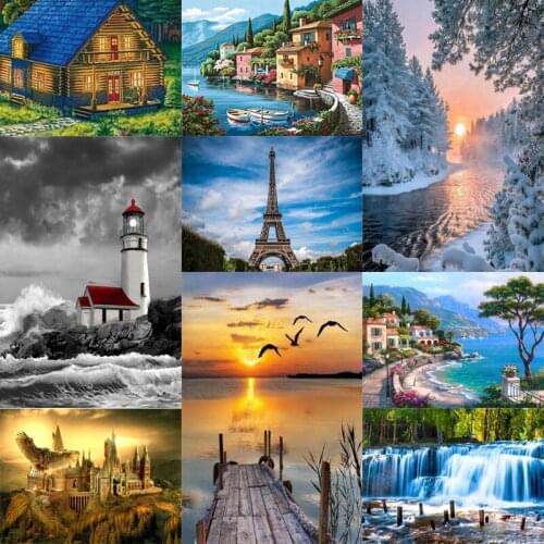 Full Square&Round Diamond Painting Landscape Spring Winter DIY 5D Diamond Embroidery Mosaic Cross Stitch Home Store Decor
