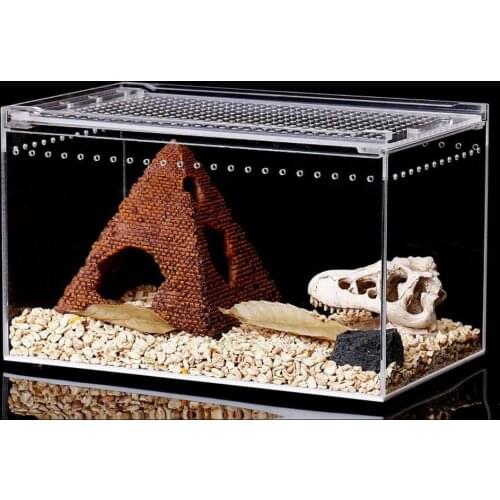 Transparent Reptile Breeding Box Acrylic Sliding Cover Type Feeding Reptile Tank Insect Spiders Lizard Terrarium Feeding Box #B9