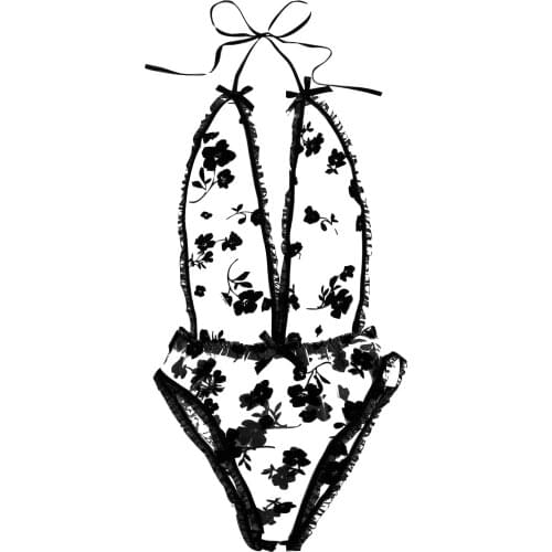 Sexy Lingerie For Women Sex Set Bra Bow Tie Embroidery Deep V Sexy Lace Bodysuit Lingerie Top Underwear Corset Трусы Женские