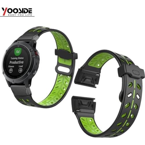 Customized Double Security Buckle 26mm Quick Fit Silicone Watch Band Strap for Garmin Fenix 5X/5X Plus/3/3 HR/D2/Descent Mk1