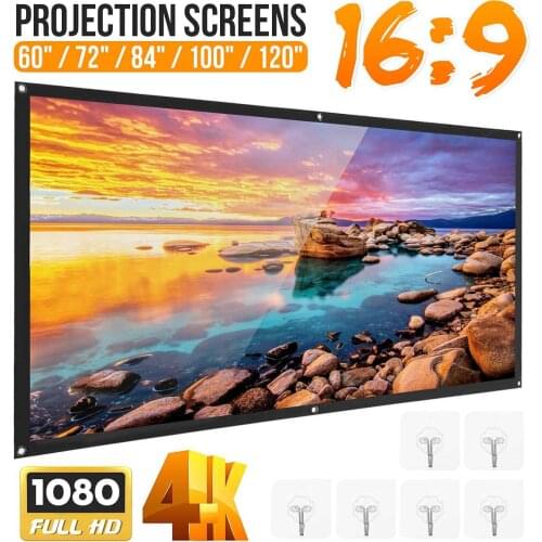 16:9 High Brightness Projector Screen 60/72/84/100/120 inch HD Screen Canvas Fabric Cloth Home Outdoor Theatre Movie Screen