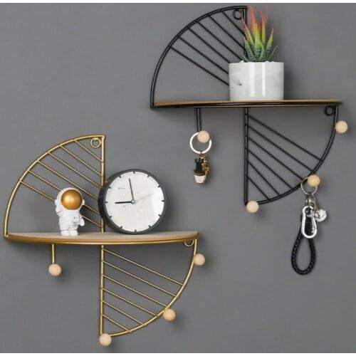 Vintage Wall Storage Unit Retro Shelf Rack Hanger with Hooks Home Decor