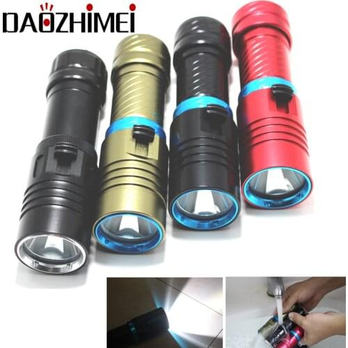 IPX8 Waterproof Dive Underwater 200 Meter Professional Diving Flashlight Torches White/Yellow Lamp Dive Light Camping Lanterna