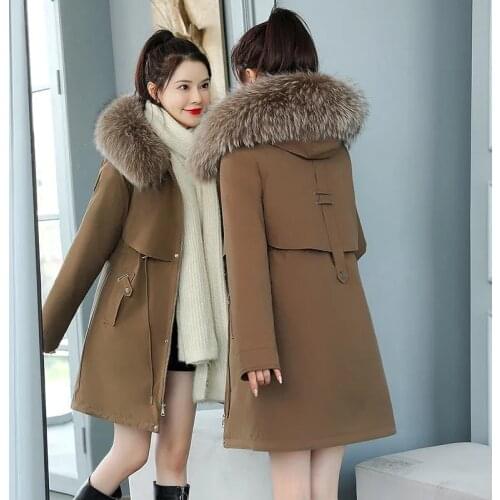 2021 New Cotton Thicken Warm Winter Jacket Long Coat Women Casual Parkas Fur Lining Hooded Parka Mujer Snow Coats Outwear