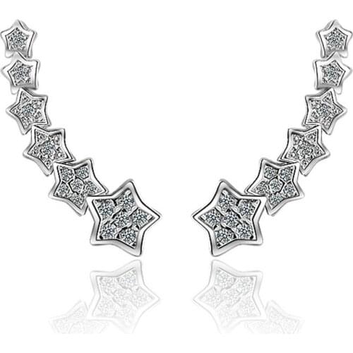 Utimtree Simple Five Star Statement Earrings Silver 925 Sterling Jewelry Stud Earring for Women Girls Party Bijoux Dropshipping