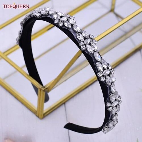 TOPQUEEN S333-FG Luxury Bridal Baroque Headhoop Bridal Tiara Headpieces Silver Rhinestone Headband Hair Band Women Headwear