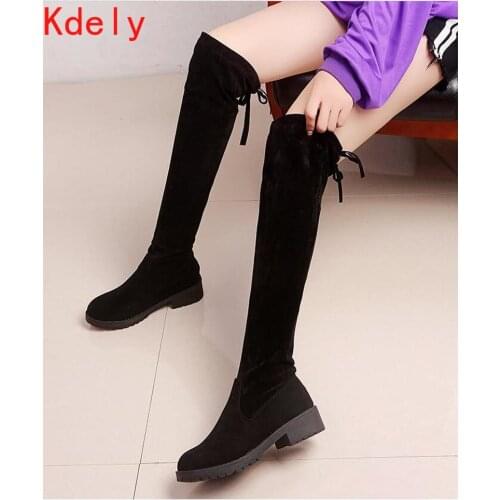 2020 Winter Over The Knee Boots Women Stretch Fabric Thigh High Sexy Woman Shoes Long Bota Feminina Zapatos De Mujer Size 35-41