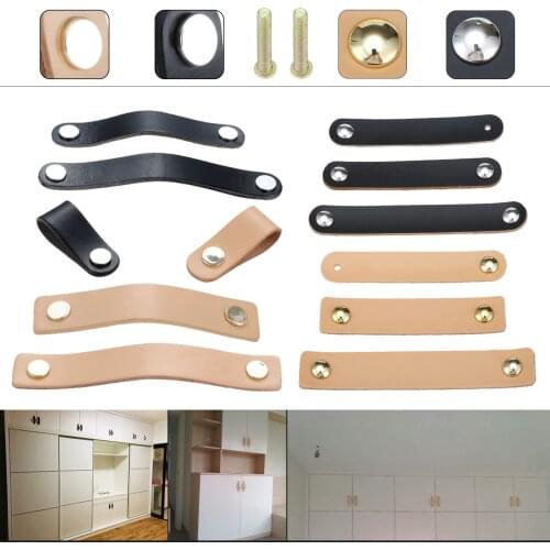 1PC Modern Soft Leather Cabinet Handles Minimalist Cupboard Door Knobs Dresser Drawer Pulls Furniture Handle Drawer Hardware