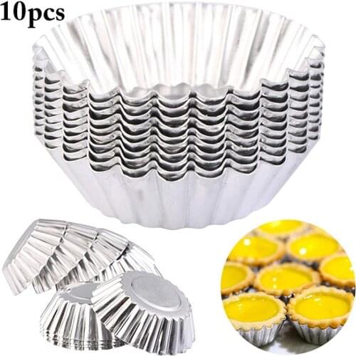 10pcs Egg Tart Cup Reusable Tinplate Multiuse Creative Tart Mold Cupcake Baking Cup Cake Mold Decorating Tools