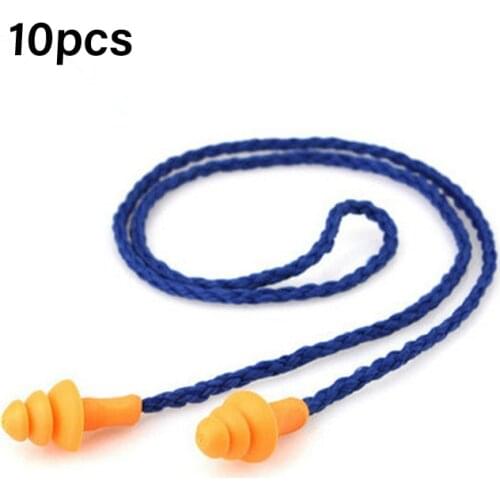 10Pcs Soft Silicone Corded Ear Plug Protector Reusable Hearing Protection Noise Reduction Safe Work Comfortable Earplugs Earmuff