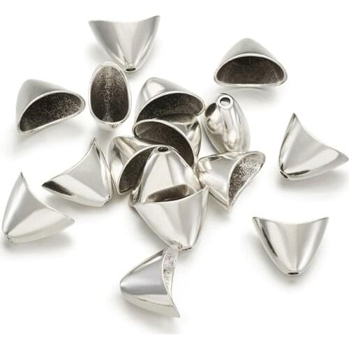 100pcs 20x13mm End Caps Jewelry Findings Antique Silver Color Triangle Bead Caps Lead Free & Cadmium Free hole: 1.5mm