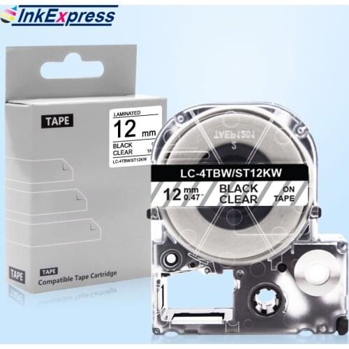 12mm Label Tape For Epson ST12KW Label Tape King Jim LC-4TBN Tape For Epson LW-300 LW-C410 LW-400 Label Maker King Jim Tepra Pro