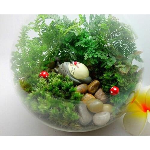 3pcs Miniature Tiny Girl Sleep on Totoro and Red Mushroom Terrarium Accessories, DIY Fairy Garden Supplies