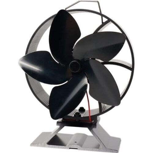 5 Blade Heat Powered Wood Stove Fan Log Burner Fireplace Silent Quiet Eco Friend