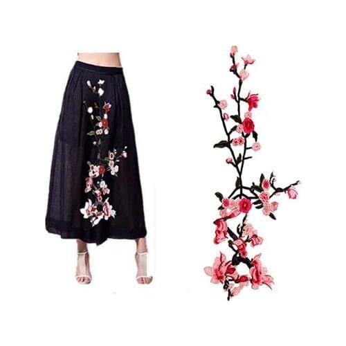 5 Pieces 71*38cm Embroidered Pink Floral Lace Neckline Neck Collar Trim Clothes Sewing Applique Lace Patch