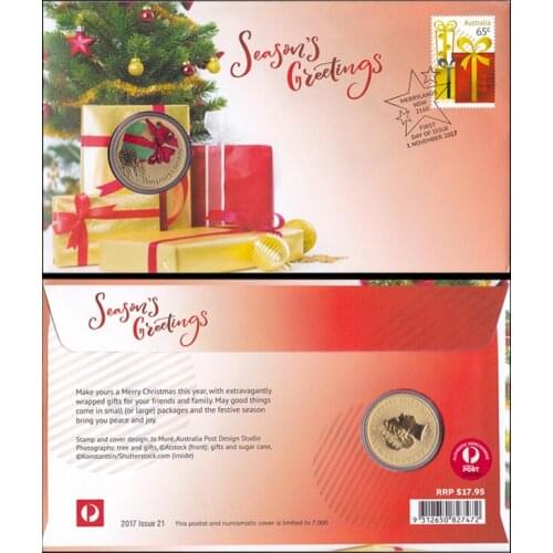 Australia 1 Dollar Christmas Commemorative Coin 2017 Genuine Original Coins 100% Real Issuing Collection Coins Unc with Album