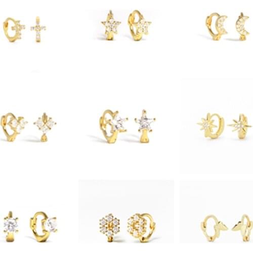 Canner 925 Sterling Silver Hoop Earrings For Women Micro-inlaid Zircon Huggies Earrings Boucle Oreille Femme kolczyki damskie