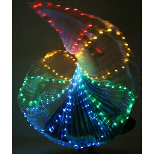 White Colorful Stage Performance Prop LED Wings Belly Dance Accessories Girls LED Wings Costume LED Butterfly Wings With Sticks
