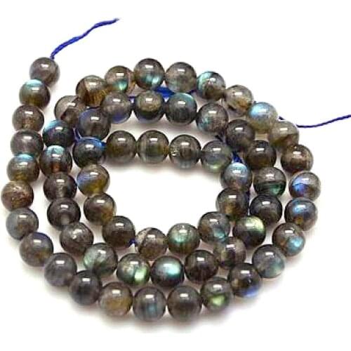 Natural Labradorite Beads Strands Round Spacer Bead for Jewelry Making DIY Bracelet&Necklace 8mm, Hole: 1mm