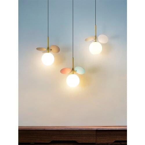 Nordic Colored Decorative Glass Head Pendant Lights Macaron Home Long-line Childrens Room Bedroom Study Pendant Lamps Fixtures