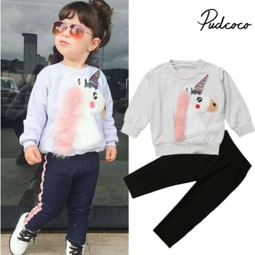 Pudcoco 2019 Children Clothing Suits For Girls Clothes Kids Toddler Enfant Fille Infantis Outfits Plush House Sweatshirt+Pants