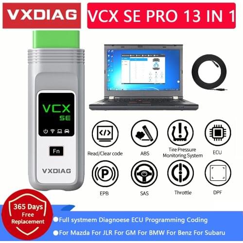 VXDIAG VCX SE 13 in 1 For All Moedels OBD2 Diagnostic Tool With 2T SSD/HDD Laptop Ford IDS For Subaru For MAZDA For JLR For BMW