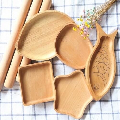 Eco-friendly Snack Plates Square Fish Wooden Cake Fruits Dish Dessert Serving Tray Wood Sushi Bread Board Party Tableware