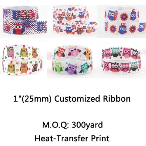 [IuBuFiGo] 1"(25mm) Grosgrain Printed Customized Logo Ribbon As You Want 300yard /lot