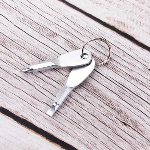 KC00050 ZWPON Stainless Steel Multifunction Keychain Screwdriver Set Pocket Tool Set Outdoor Key Ring Keychain Multi Tools 2pcs