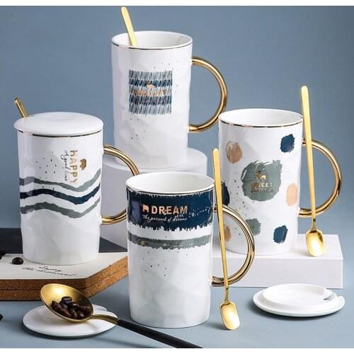 Ceramic Cup Nordic Style 450ml Bone China Coffee Tea Milk Cup High Quality Irregular Personality Small Fresh Large Capacity