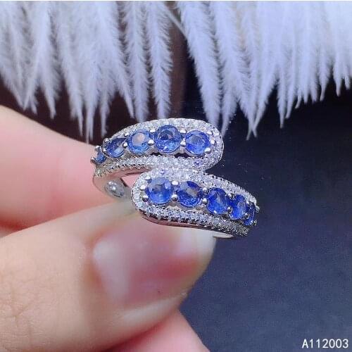 KJJEAXCMY fine jewelry 925 sterling silver inlaid natural gemstone sapphire new Female ring trendy Support Detection